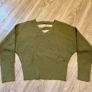 Olive Green Knit Crop Sweater